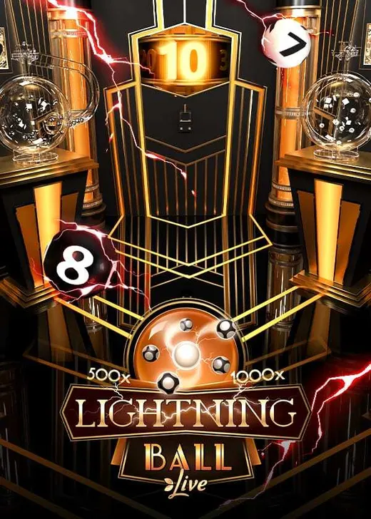 Lightning Ball Live logo artwork with lightning bolts around the numbered balls and multiplier wheel